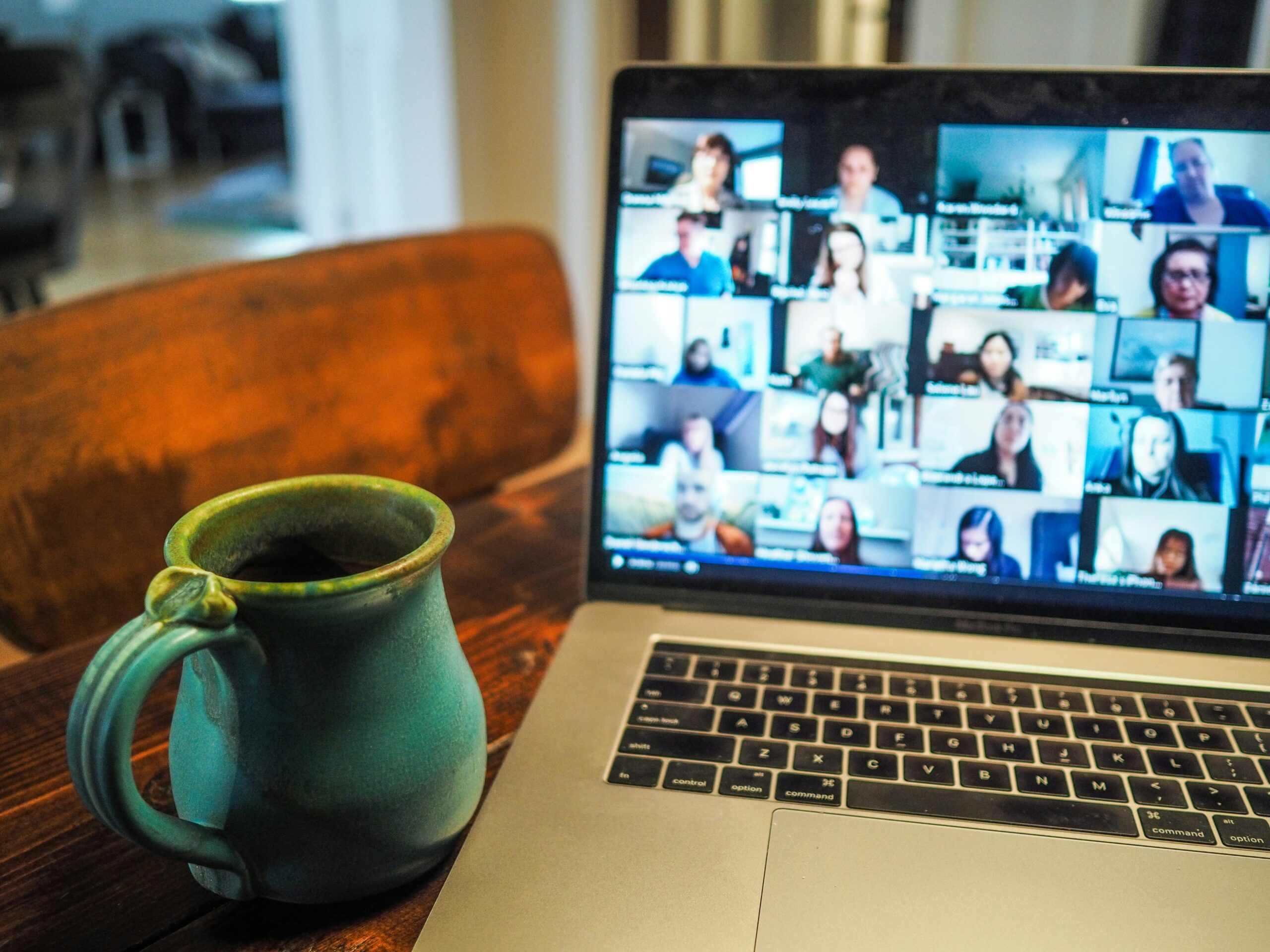 Laptop displaying an online group learning session
